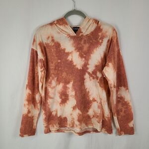 Ceny Orange and White Soft Hooded Pullover Sweatshirt Size XS